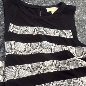 Black and White Snake Print Sleeveless Michael Kors Dress
